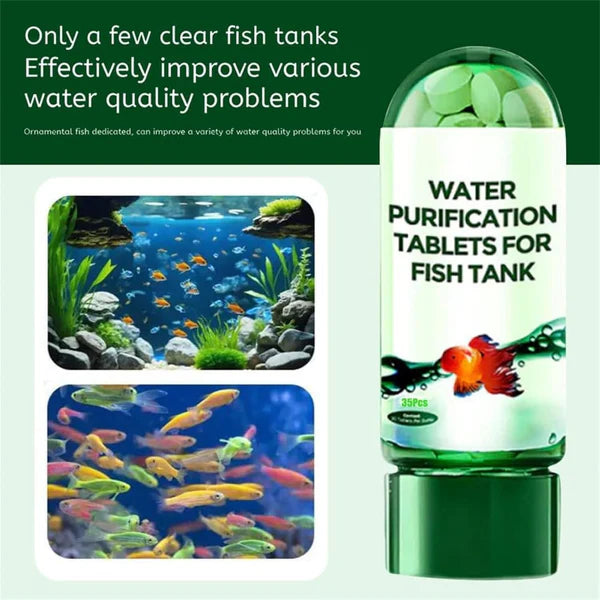 Aquarium Water Purification Tablets – Safe for All Fish - 1 to 2 Pills per 10L | Buy 1 Get 1 Free
